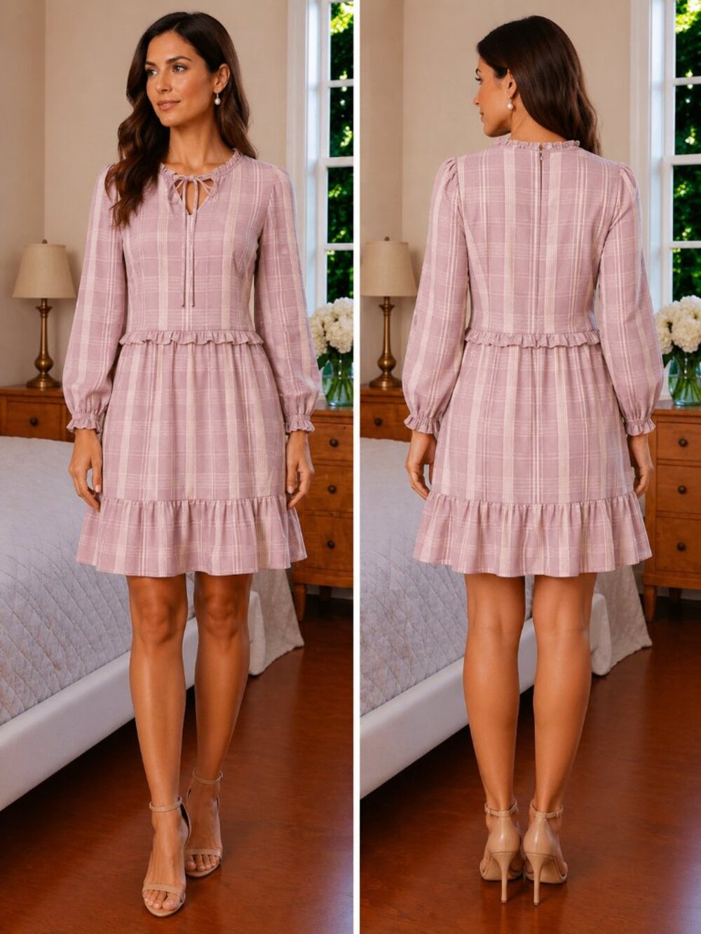 Gal Meets Glam GMG Emmeline Ruffle Long Sleeve Dress $195